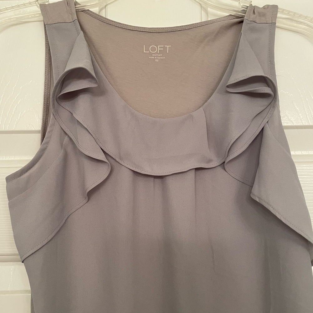LOFT Ruffle Gray Blouse
